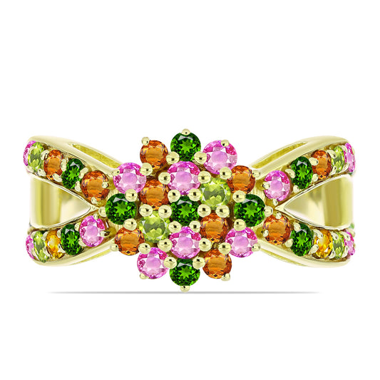 Arannyal Bevont Ezüst Gyűrű Csakra Tourmalinnal