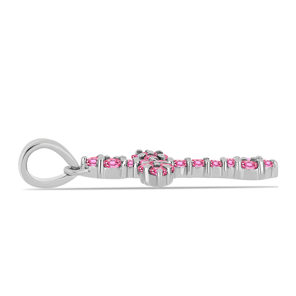 Kereszt Ezüst Medál Pelmadullai Rózsaszínű Turmalinnal