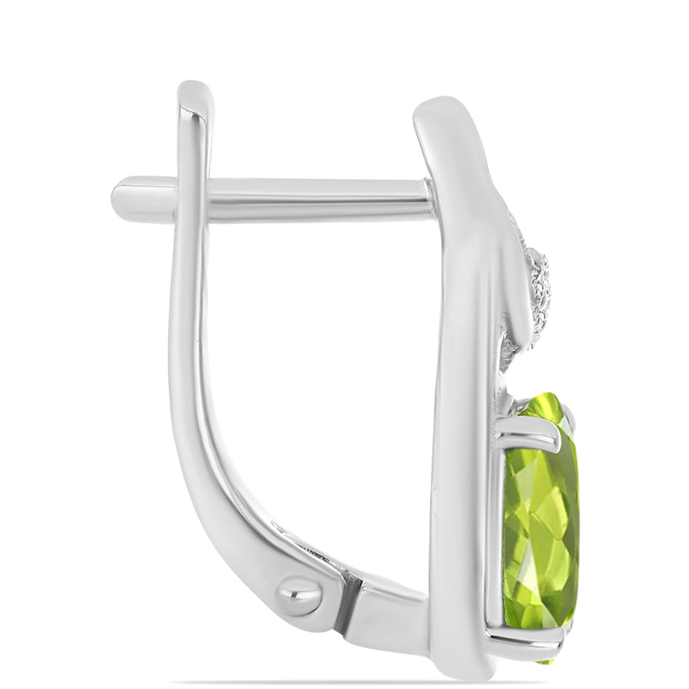 Ezüst Fülbevaló Changbai Peridottal és Fehér Topázzal