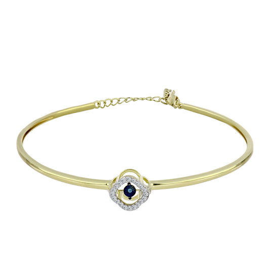 Arannyal Bevont Ezüst Karperec Kék Táncoló Gyémánttal és Fehér Topázzal