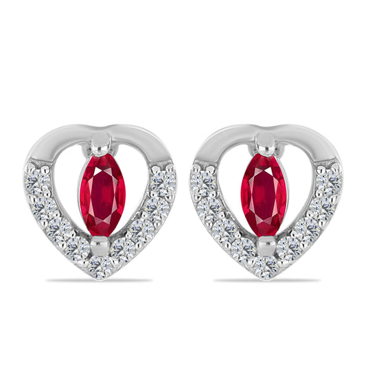 Ezüst Fülbevaló Madagaszkári Rubinnal és Fehér Topázzal