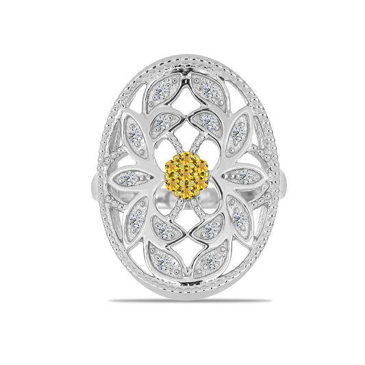 Ezüst Gyűrű Ural Citrinnel és Fehér Topázzal