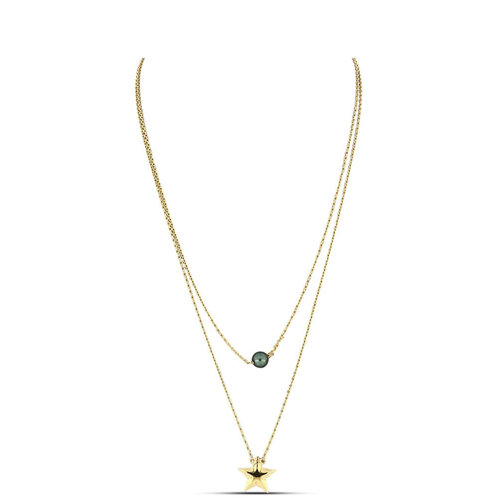 Arannyal Bevont Ezüst Nyaklánc "Tahiti-zöld" illúzió édesvízi Kagylógyönggyel