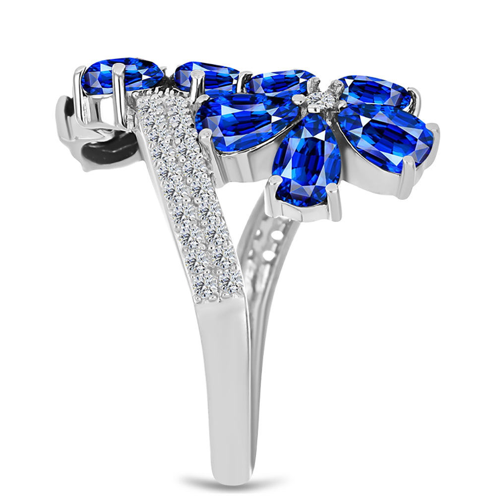 Ezüst Gyűrű Ausztrál Kék Zafírral és Fehér Topázzal