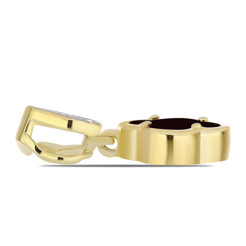 Arannyal Bevont Ezüst Medál Fekete Onixszal és Fehér Topázzal