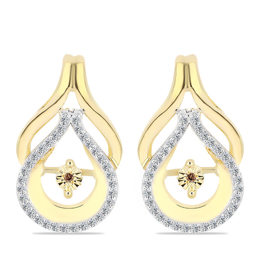 Arannyal Bevont Ezüst Fülbevaló Kognak Gyémánttal és Fehér Topázzal