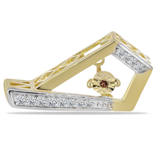 Arannyal Bevont Ezüst Fülbevaló Kognak Gyémánttal és Fehér Topázzal