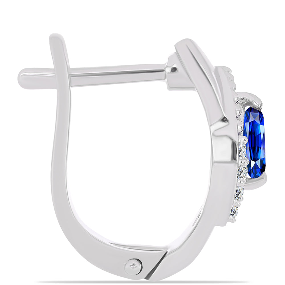 Ezüst Fülbevaló Ausztrál Kék Zafírral és Fehér Topázzal