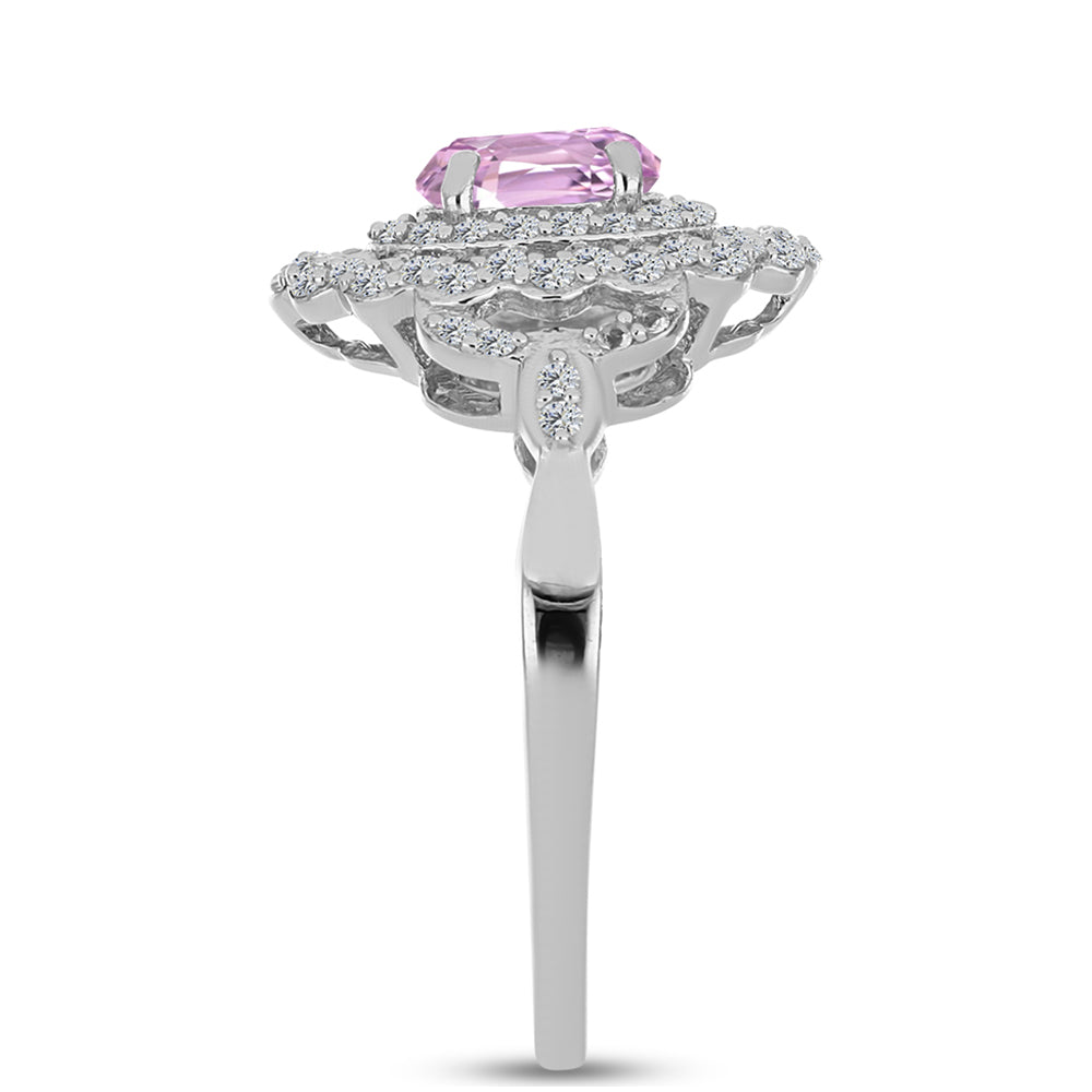 Ezüst Gyűrű Palai Kunzittal és Fehér Topázzal