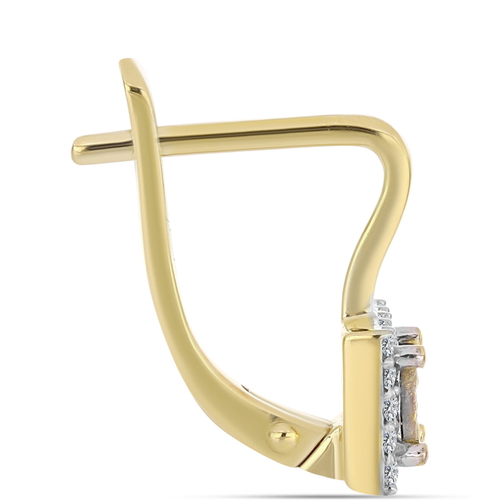 Arannyal Bevont Ezüst Fülbevaló Kognak Gyémánttal és Fehér Topázzal