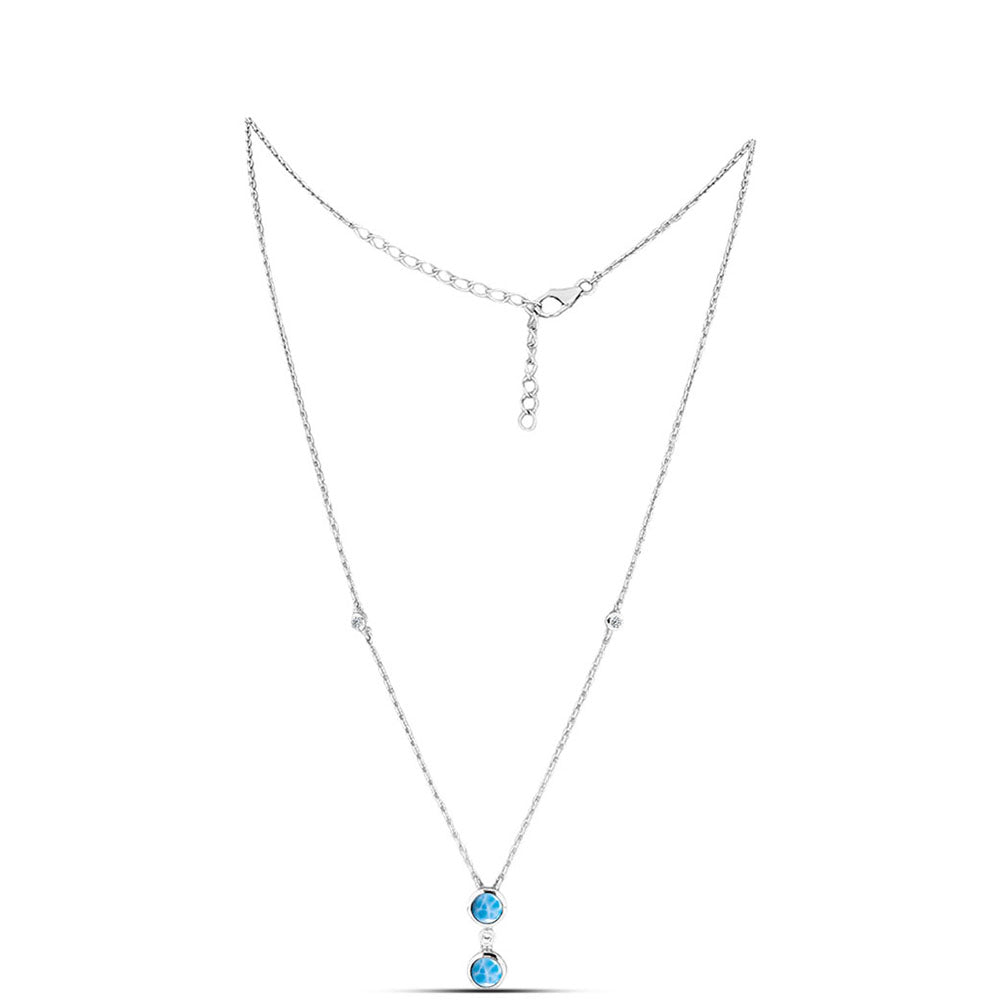 Ezüst Nyaklánc Barahonai Larimarral és Fehér Topázzal