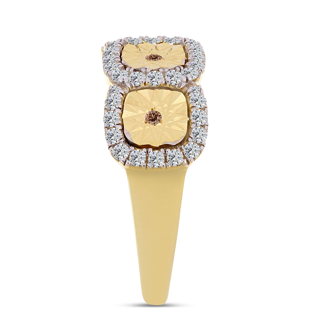 Arannyal Bevont Ezüst Gyűrű Kognak Gyémánttal és Fehér Topázzal