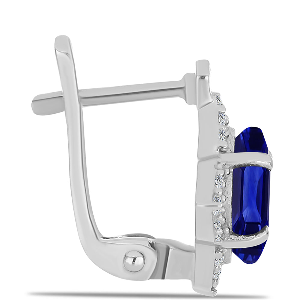 Ezüst Fülbevaló Ausztrál Kék Zafírral és Fehér Topázzal