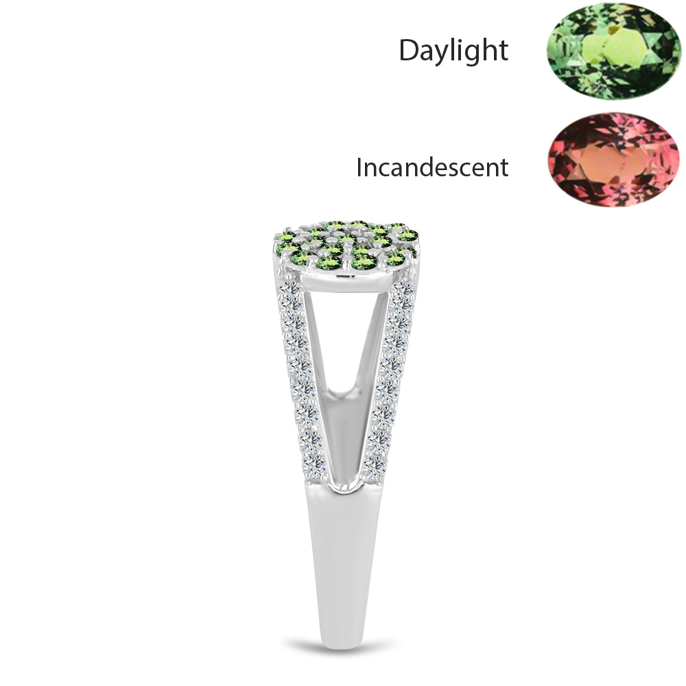 Ezüst Gyűrű Természetes Alexandrittal és Fehér Topázzal