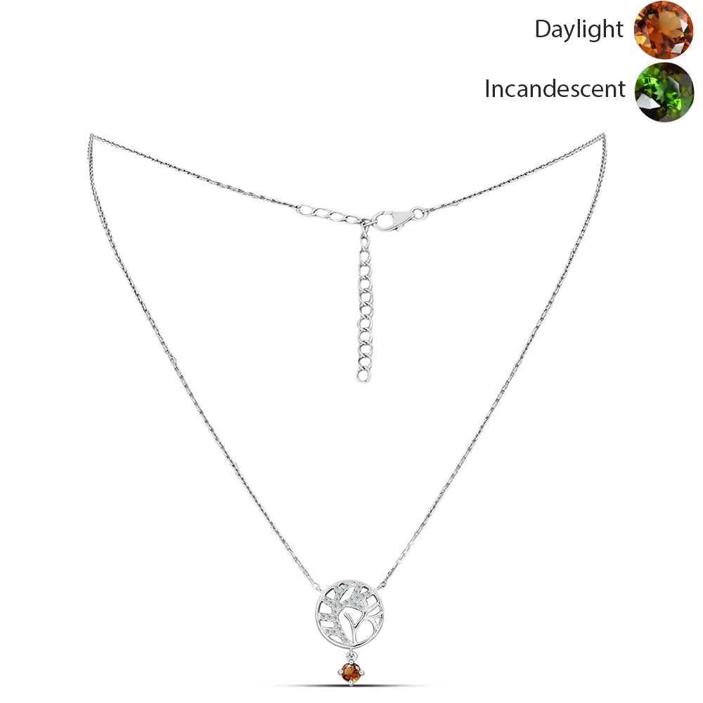 Ezüst Nyaklánc Minősített laboratóriumban előállított Anatóliai Zultanit-tal és Fehér Topázzal