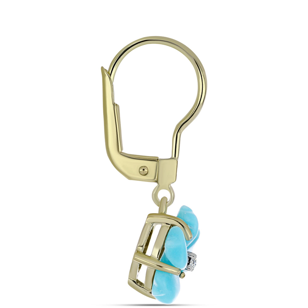 Arannyal Bevont Ezüst Fülbevaló Csipkerózsika Türkizzel és Fehér Topázzal