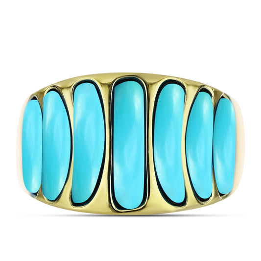 Arannyal Bevont Ezüst Gyűrű Csipkerózsika Türkizzel