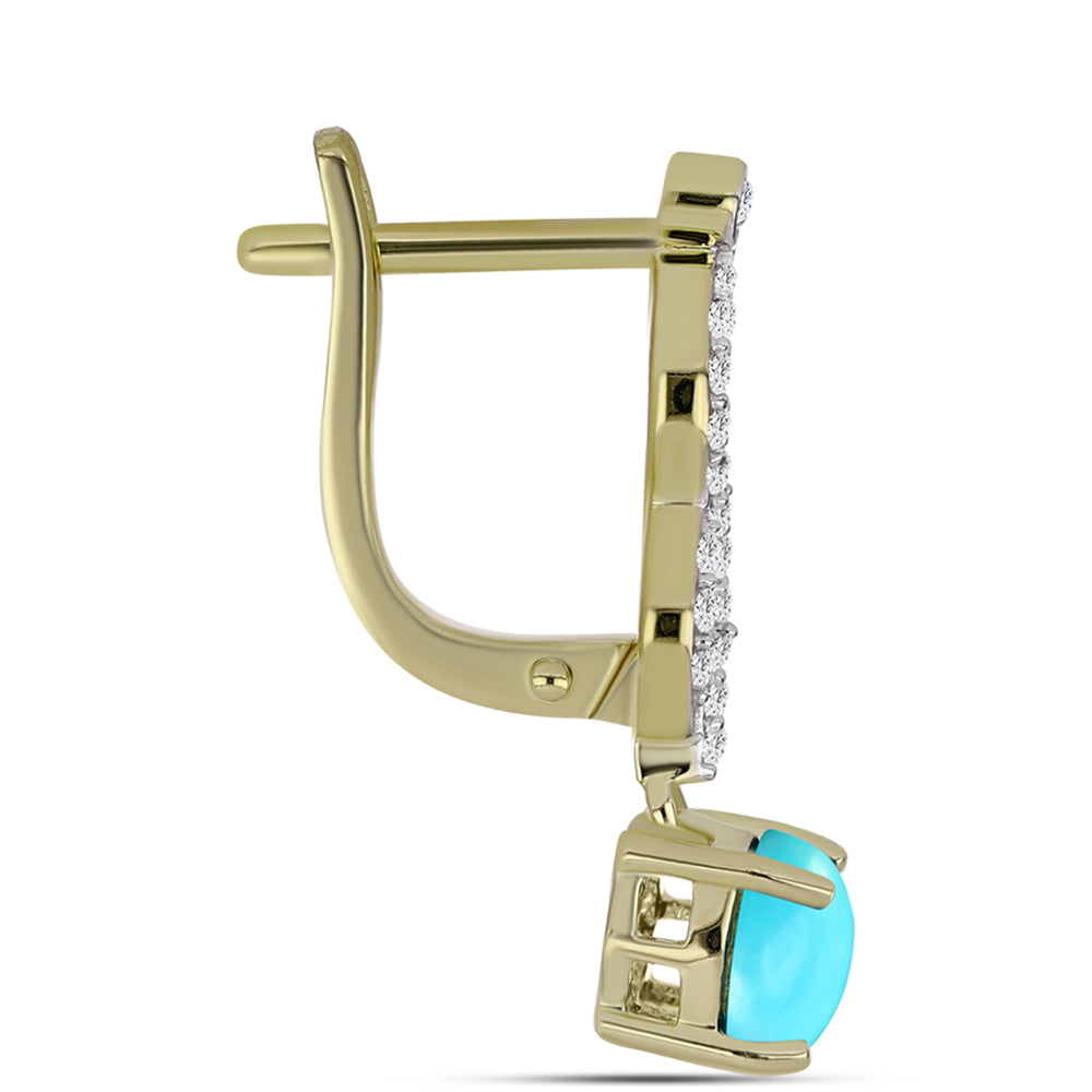 Arannyal Bevont Ezüst Fülbevaló Csipkerózsika Türkizzel és Fehér Topázzal