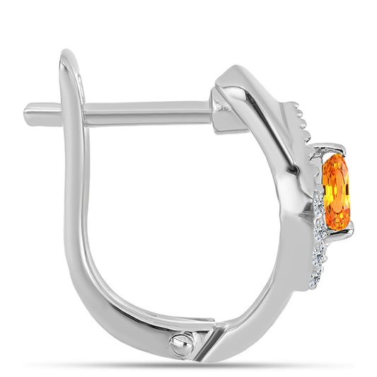 Ezüst Fülbevaló Padparadschai Zafírral és Fehér Topázzal