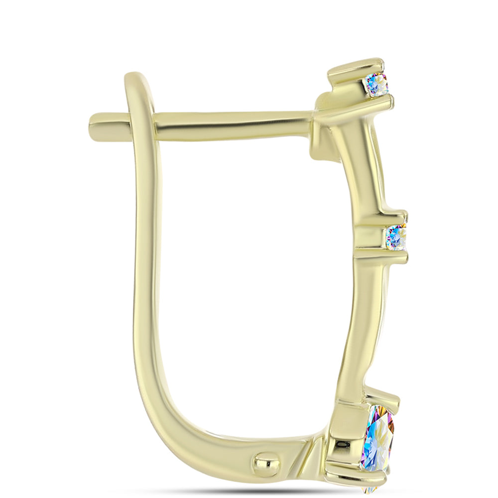 Arannyal Bevont Ezüst Fülbevaló Jég Moissanite-tel