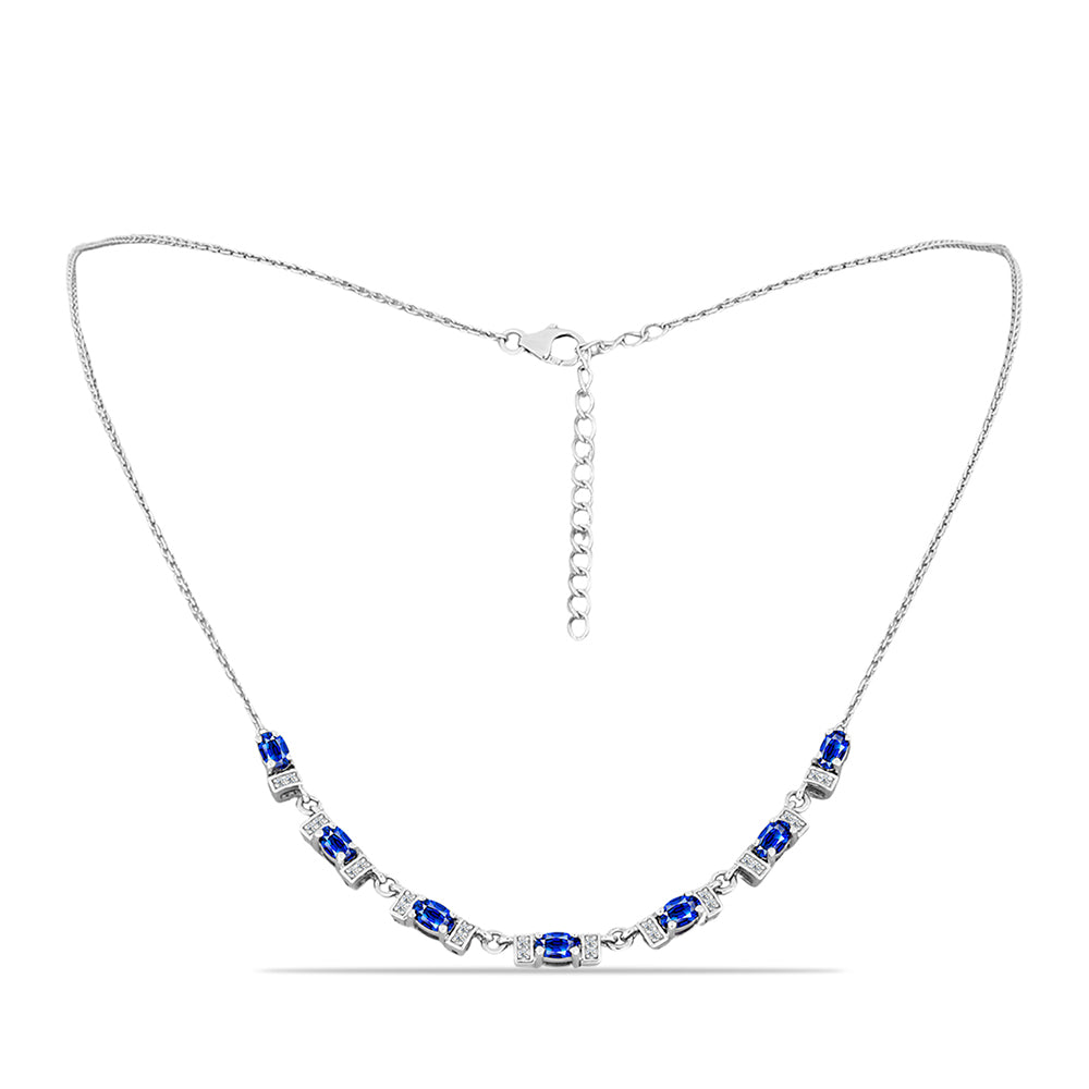 Ezüst Nyaklánc Ausztrál Kék Zafírral és Fehér Topázzal