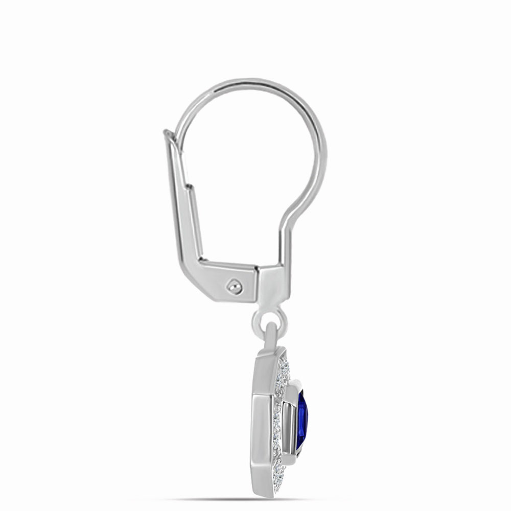 Ezüst Fülbevaló Ausztrál Kék Zafírral és Fehér Topázzal