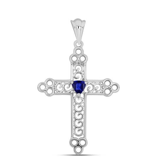 Kereszt Ezüst Medál Ausztrál Kék Zafírral