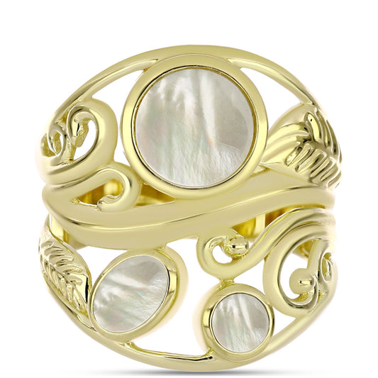 Arannyal Bevont Ezüst Gyűrű Gyöngyházzal