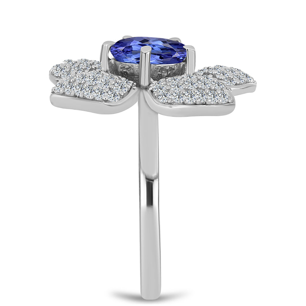 Ezüst Gyűrű "AAA" Osztályú Tanzanittal és Fehér Topázzal