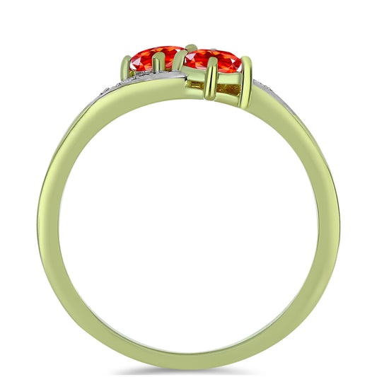 Arannyal Bevont Ezüst Gyűrű Etiópiai Vörös Opállal és Fehér Topázzal