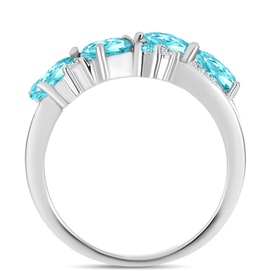 Ezüst Gyűrű Paraiba Kvarccal és Fehér Topázzal