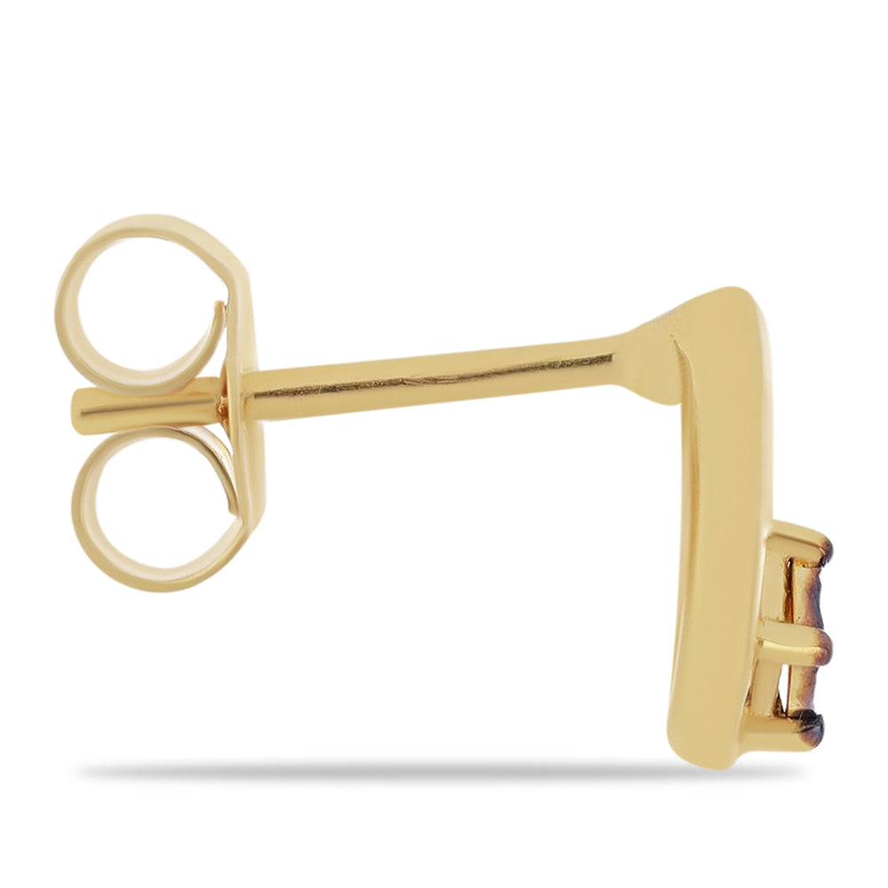 Arannyal Bevont Ezüst Fülbevaló Vörös Gyémánttal