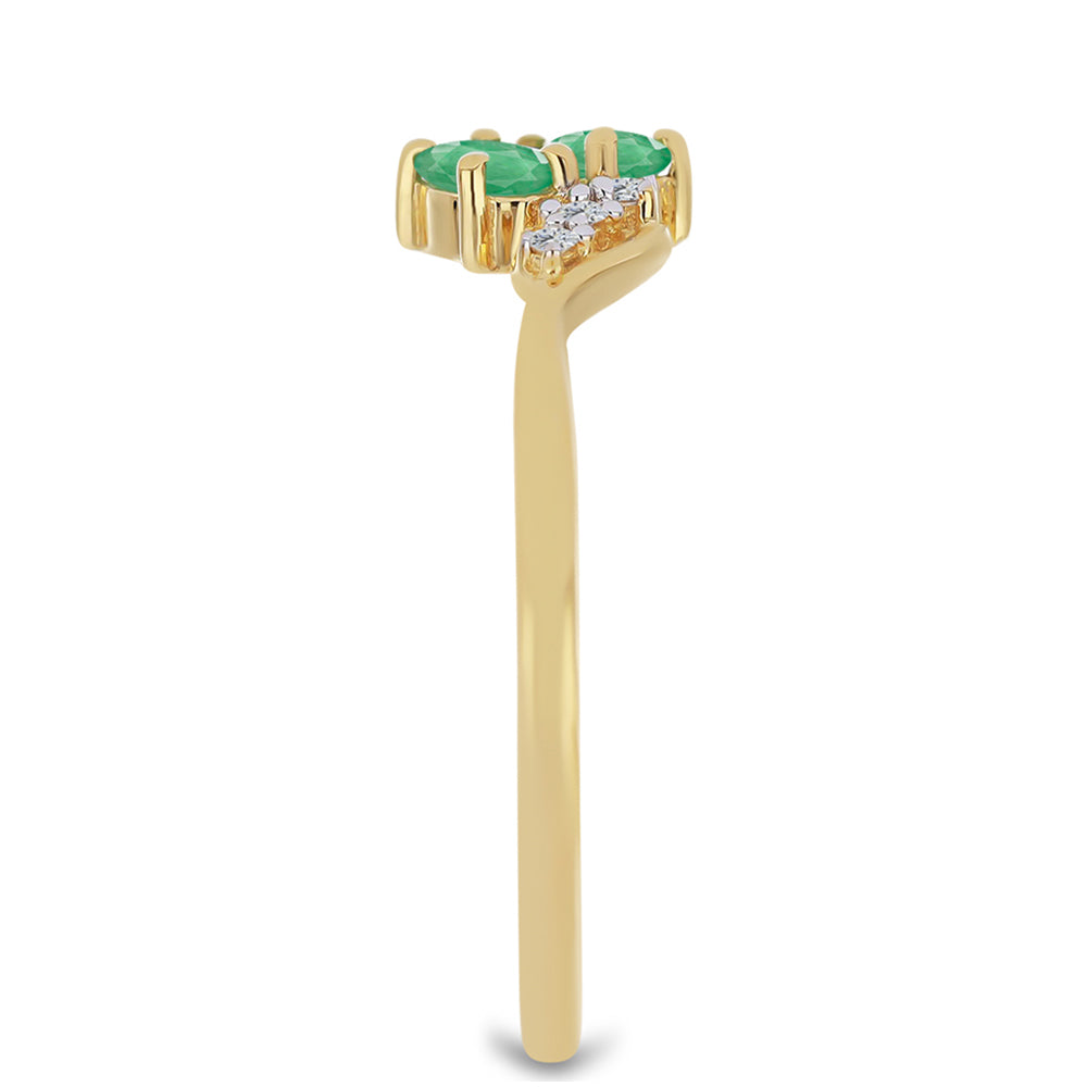 Arannyal Bevont Ezüst Gyűrű Brazil Smaragddal és Fehér Cirkónnal