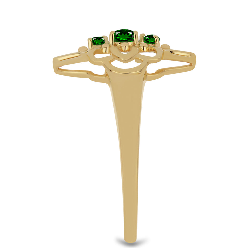 Arannyal Bevont Ezüst Gyűrű Króm Diopsziddal