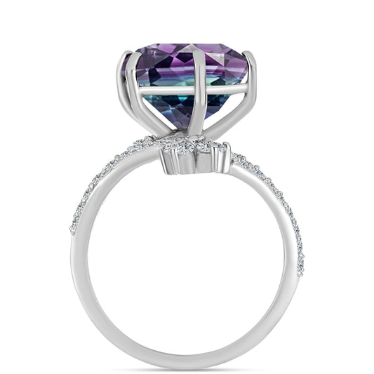 Ezüst Gyűrű Zebra Fluorittal és Fehér Topázzal