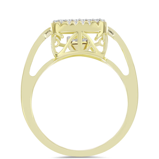 Arannyal Bevont Ezüst Gyűrű Fehér Gyémánttal és Fehér Topázzal