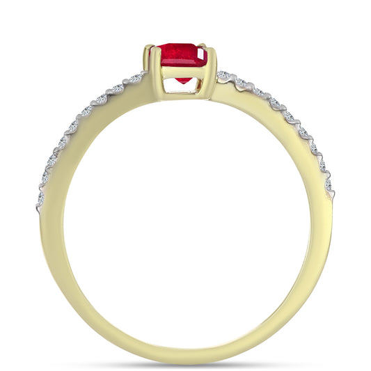 Arannyal Bevont Ezüst Gyűrű Madagaszkári Rubinnal és Fehér Topázzal