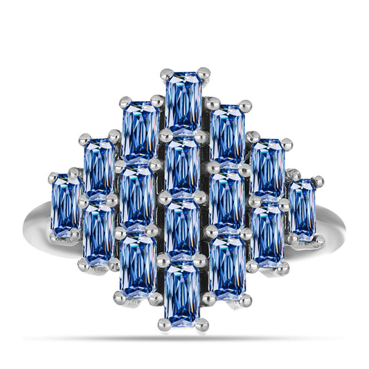 Ezüst Gyűrű Óceánkék Moissanite-tal