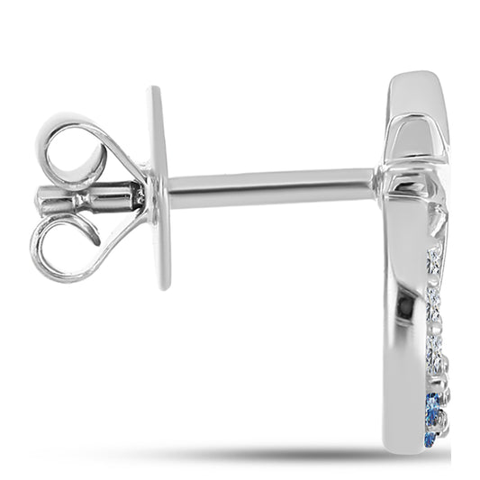 Ezüst Fülbevaló Óceánkék Moissanite-tal és Fehér Topázzal