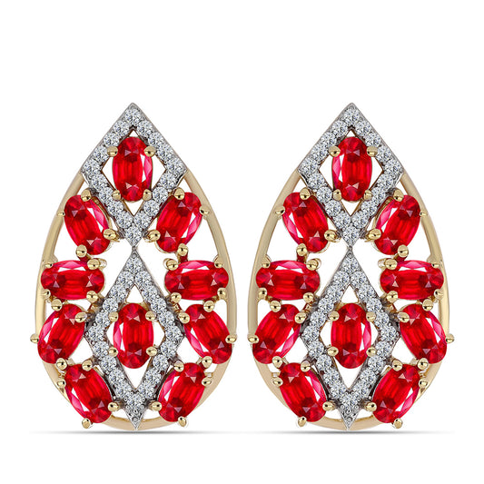 Arannyal Bevont Ezüst Fülbevaló Vörös Acháttal és Fehér Topázzal