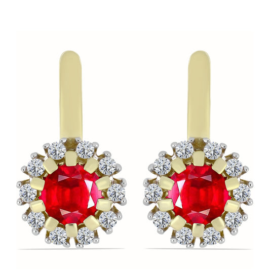 Arannyal Bevont Ezüst Fülbevaló Vörös Acháttal és Fehér Topázzal
