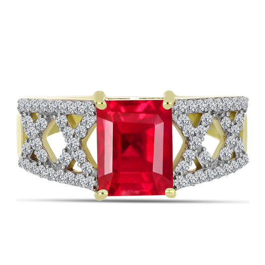 Arannyal Bevont Ezüst Gyűrű Vörös Acháttal és Fehér Topázzal