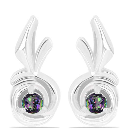 Ezüst Fülbevaló Brazil Misztikus Zöld Kvarccal