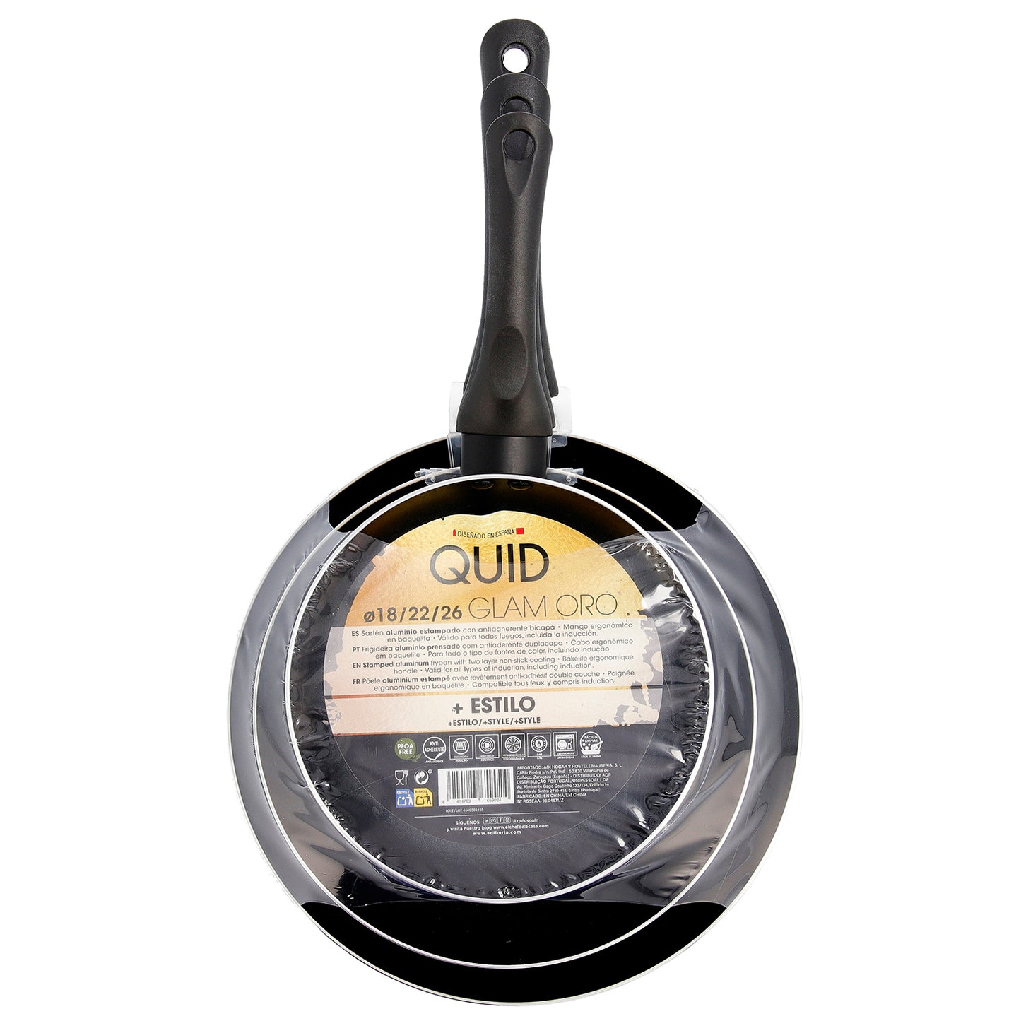 3 részes Bélyegzett Alumínium és Fém Serpenyő Szett, Fémes Arany színű