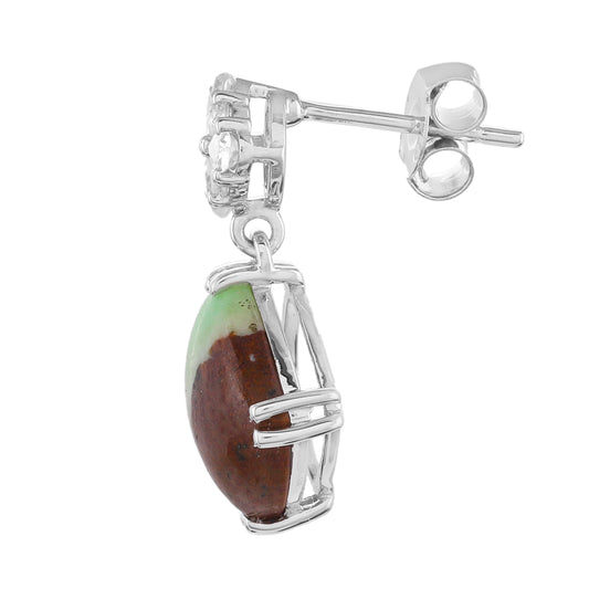 Ezüst Fülbevaló Menta Krizophrase-zel és Természetes Cirkónnal