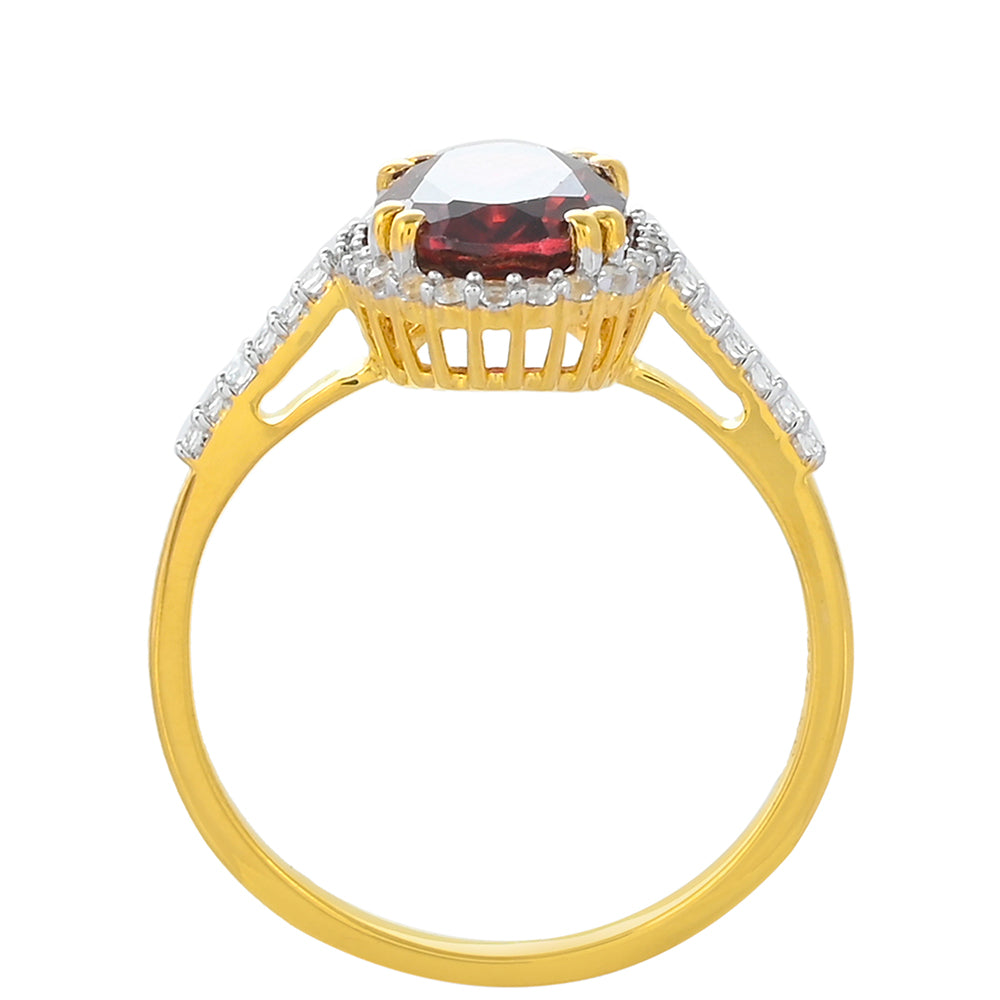 Arannyal Bevont Ezüst Gyűrű Rhodolit Gránáttal és Fehér Topázzal