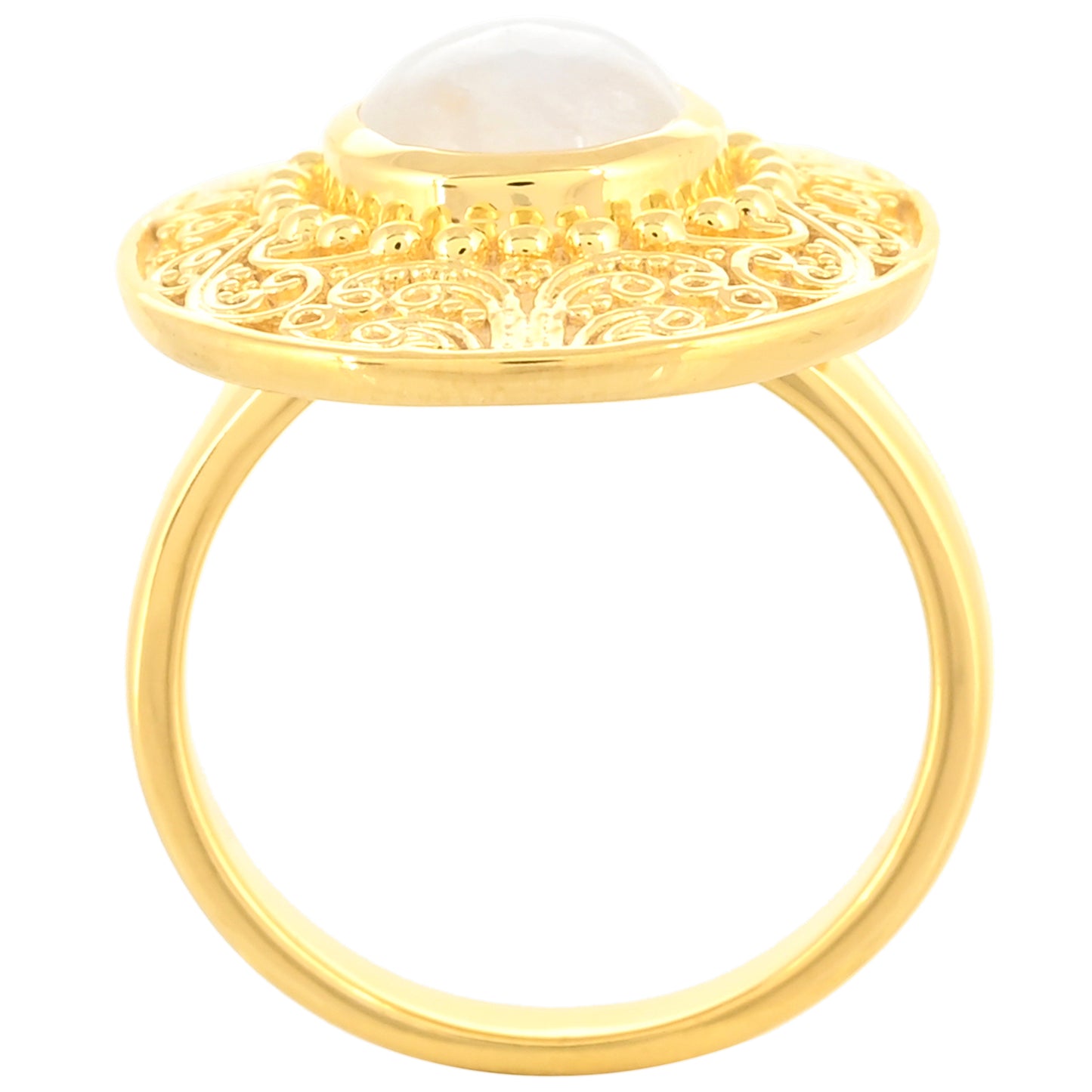 Arannyal Bevont Ezüst Gyűrű Szivárvány Holdkővel