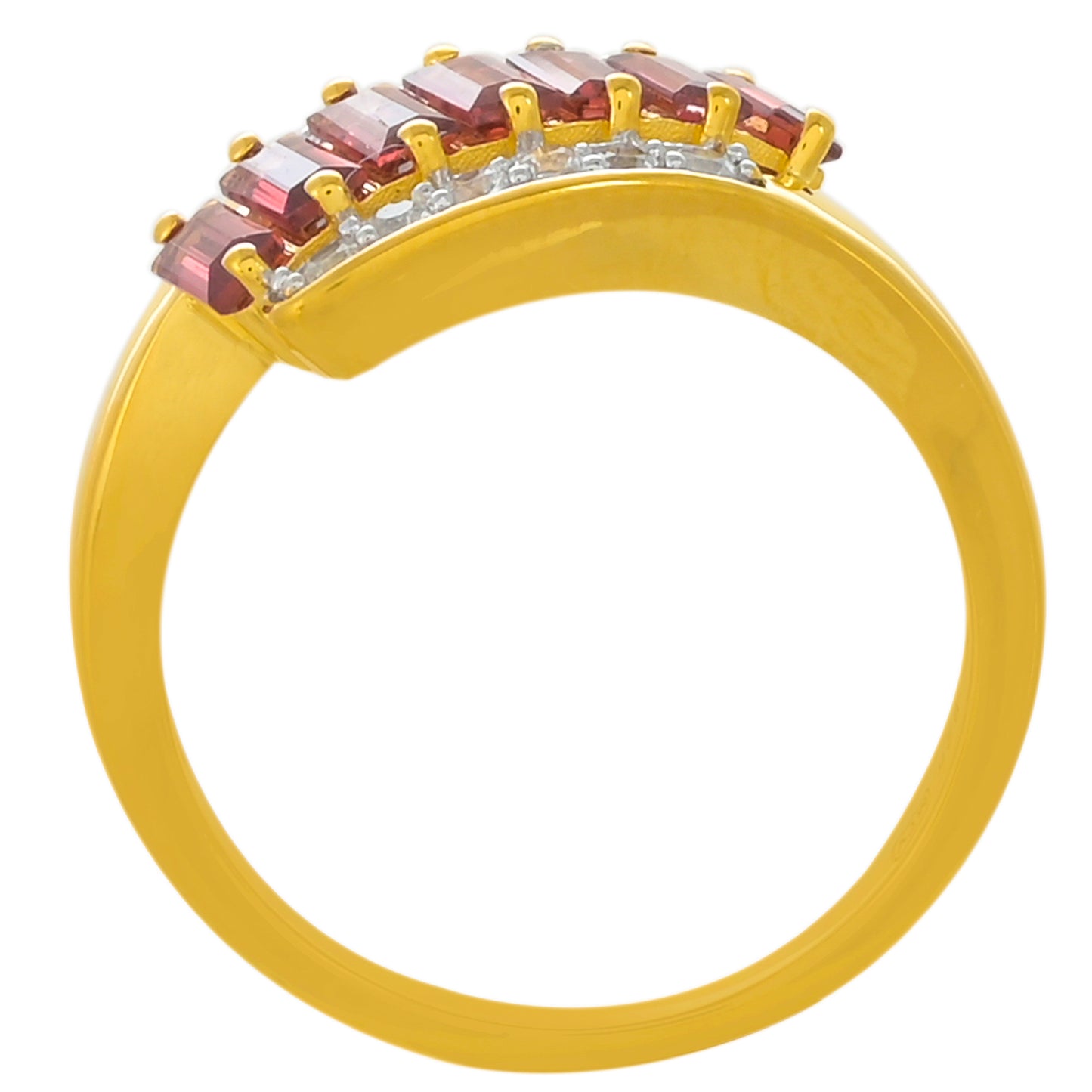 Arannyal Bevont Ezüst Gyűrű Rhodolit Gránáttal és Fehér Topázzal