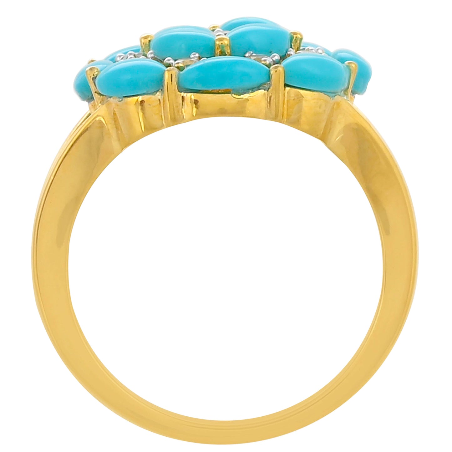 Arannyal Bevont Ezüst Gyűrű Csipkerózsika Türkizzel és Fehér Topázzal