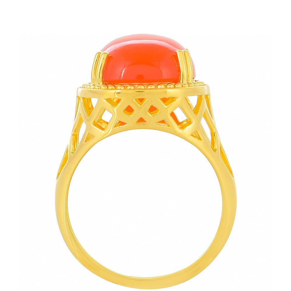 Arannyal Bevont Ezüst Gyűrű Karneollal